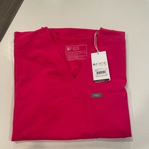 NWT wear figs hot pink scrub top